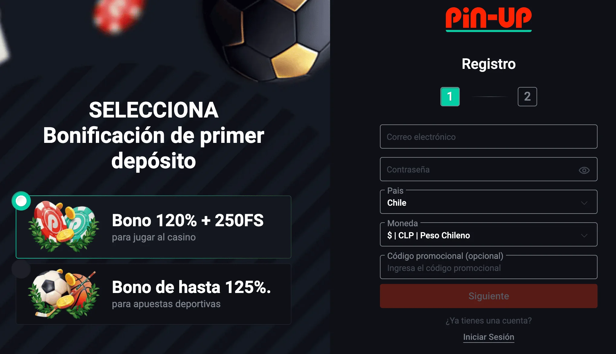 registro en Casino Pin Up